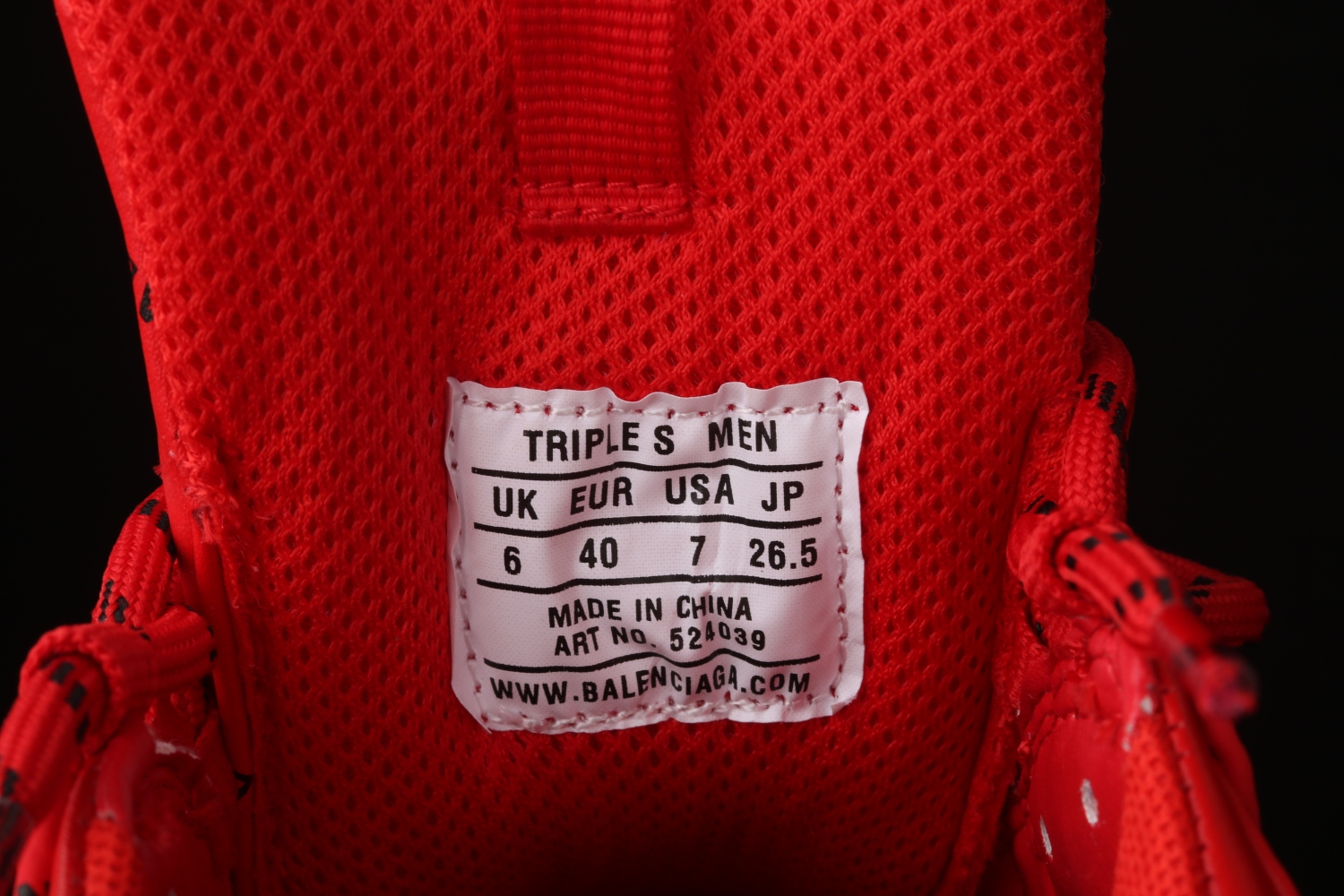 Bal**ci*ga Triple S Letter Bright Red  524039-W2FA1-7632