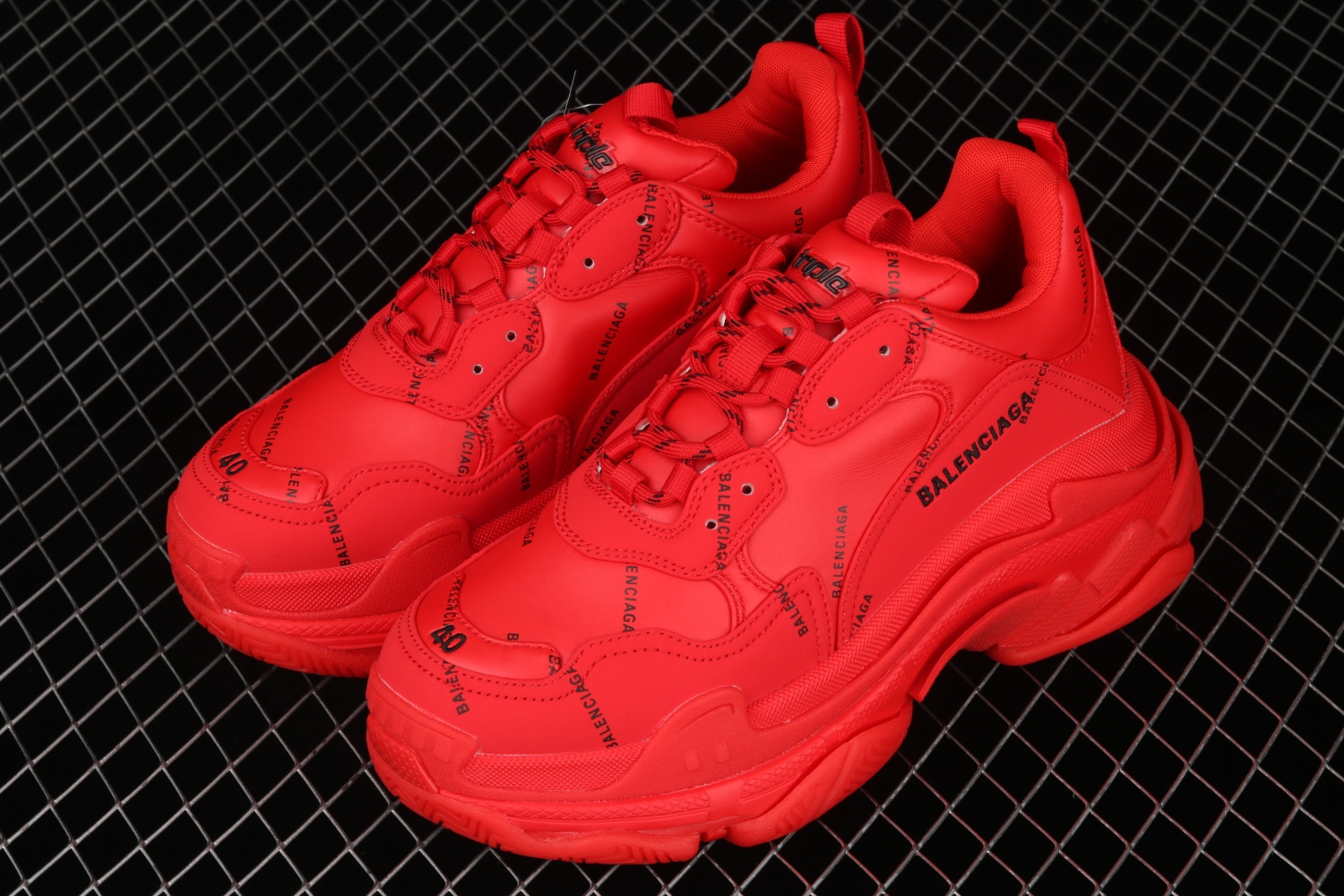 Bal**ci*ga Triple S Letter Bright Red  524039-W2FA1-7632