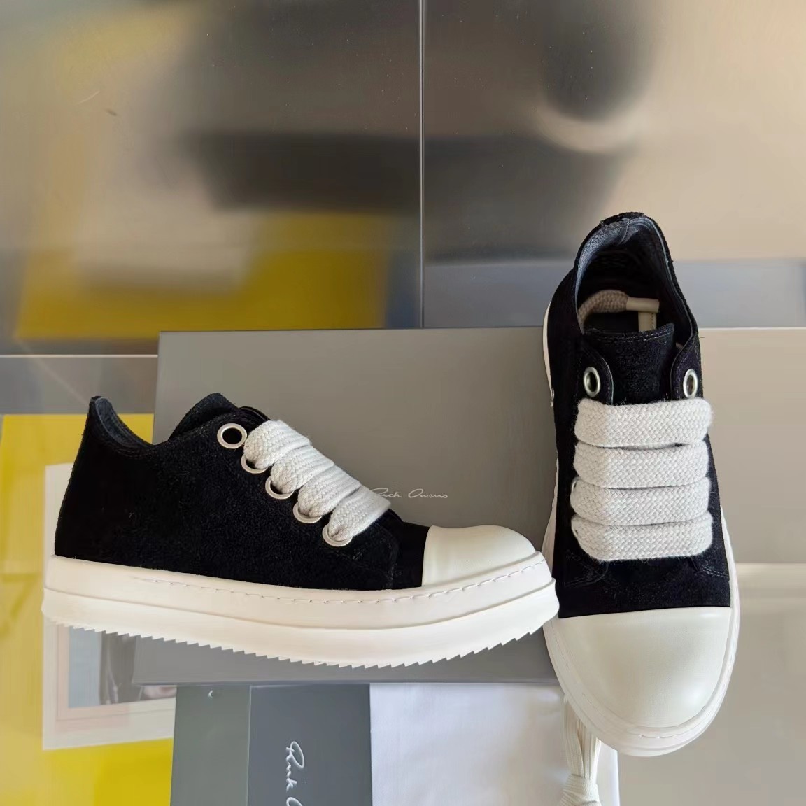 Rick Owens DRKSHDW Canvas Low Top Black Milk  DU01B7802 DMW1 911