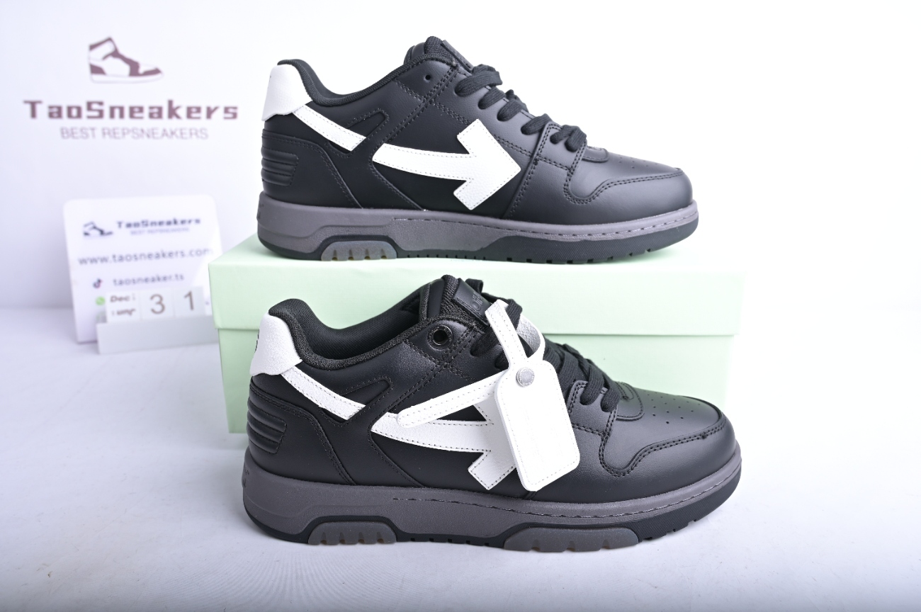 OFF-WHITE Out Of Office OOO Low Tops Black Gray White SS22 OMIA189C99LEA0011001