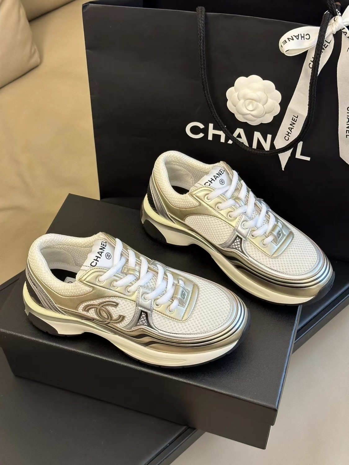 Chanel CC Runner Gold Laminate G39792 Y56368 K545