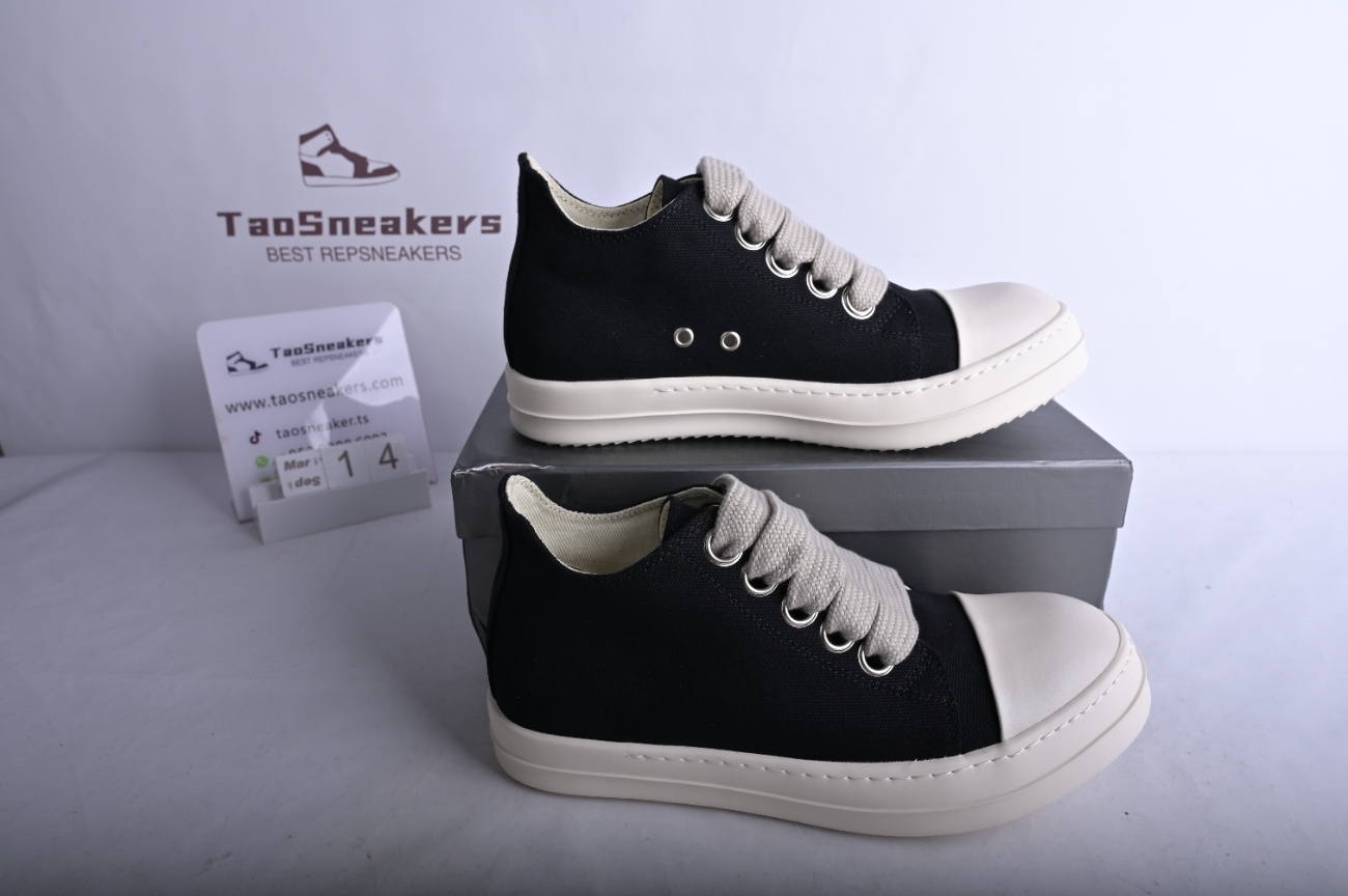 Rick Owens DRKSHDW Canvas Low Top Black Milk  DU01B7802 DMW1 911