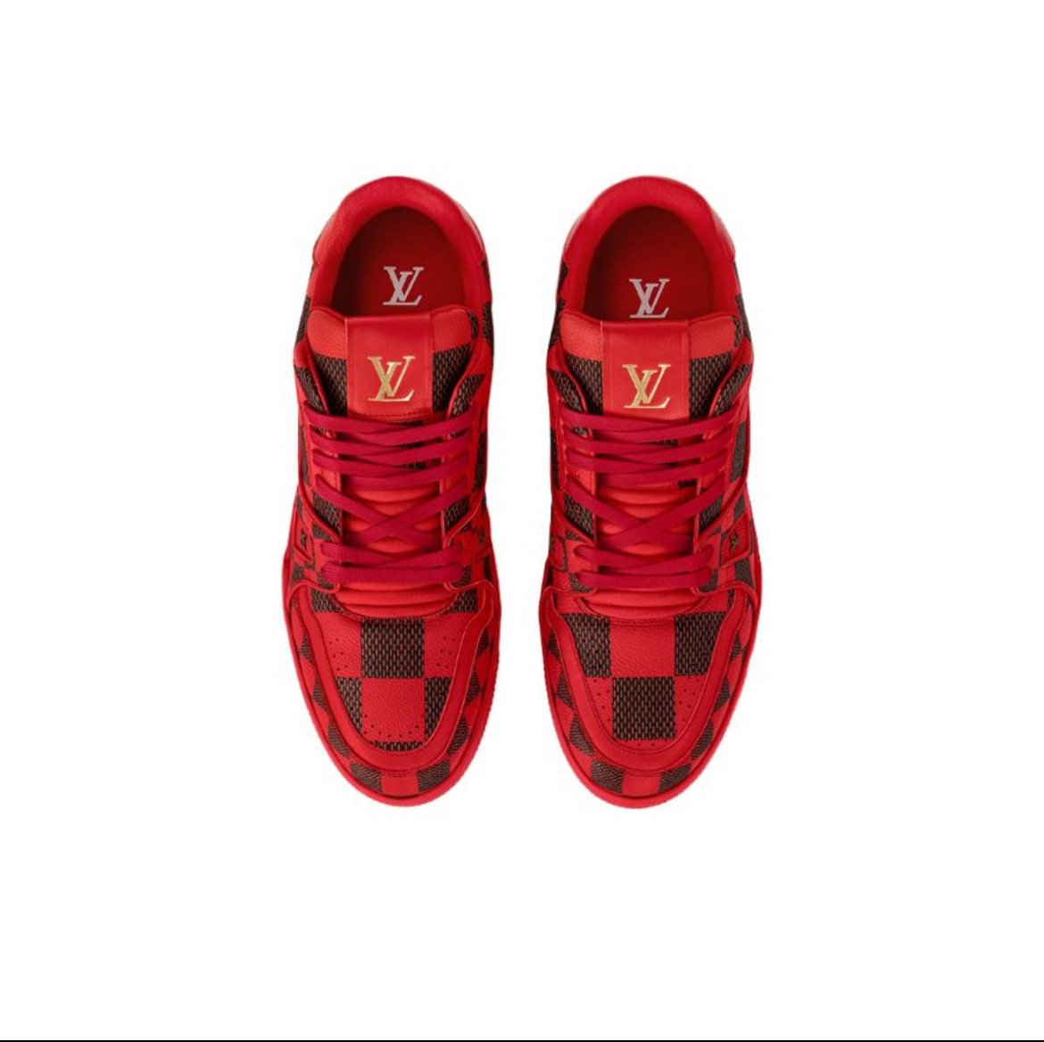Lo**s Vu**ton LV Trainer Sneaker Damier PopRed 1ACN44