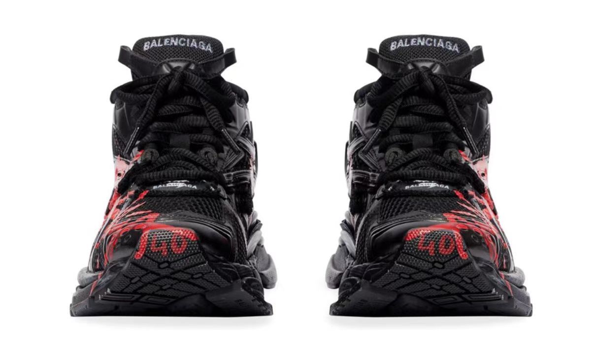 Bal**ciaga Runner Graffiti Black Red 677403W3RBQ1060