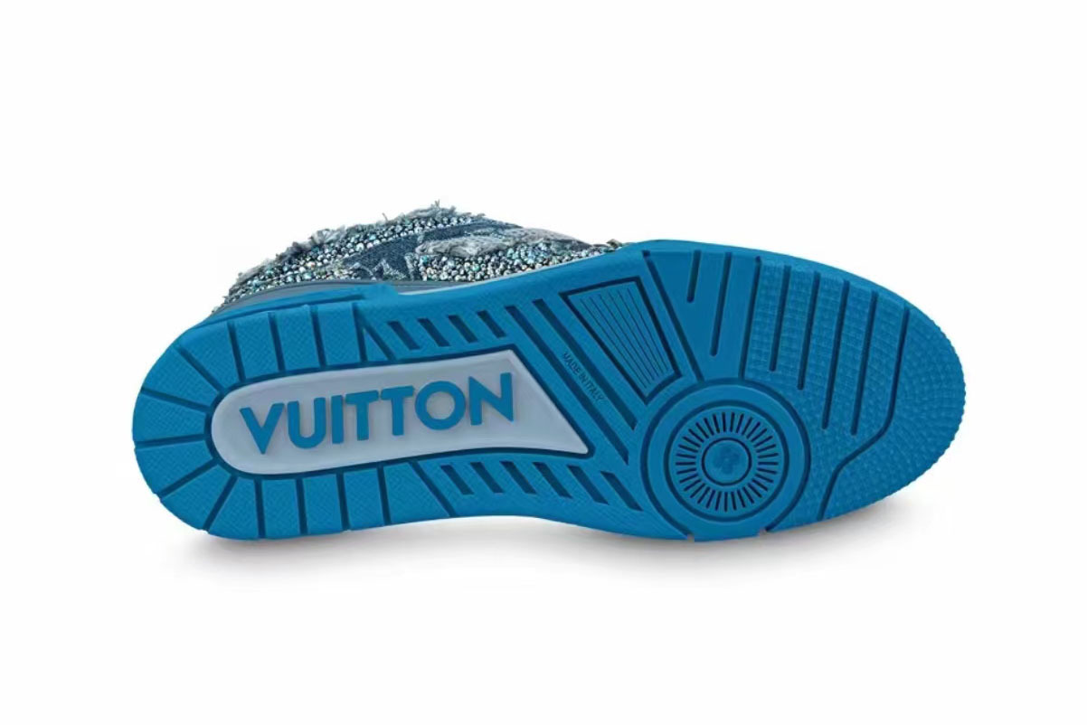 LO**S VU**TON Skate Trainer Blue Swarovski Monogram  1ABMHB