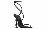 SA**T LA**ENT crepe satin rhinestone logo high heel single strap sandals 7323391UUAV1012