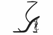 SA**T LA**ENT crepe satin rhinestone logo high heel single strap sandals 7323391UUAV1012
