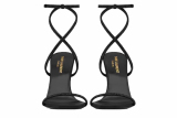 SA**T LA**ENT crepe satin rhinestone logo high heel single strap sandals 7323391UUAV1012