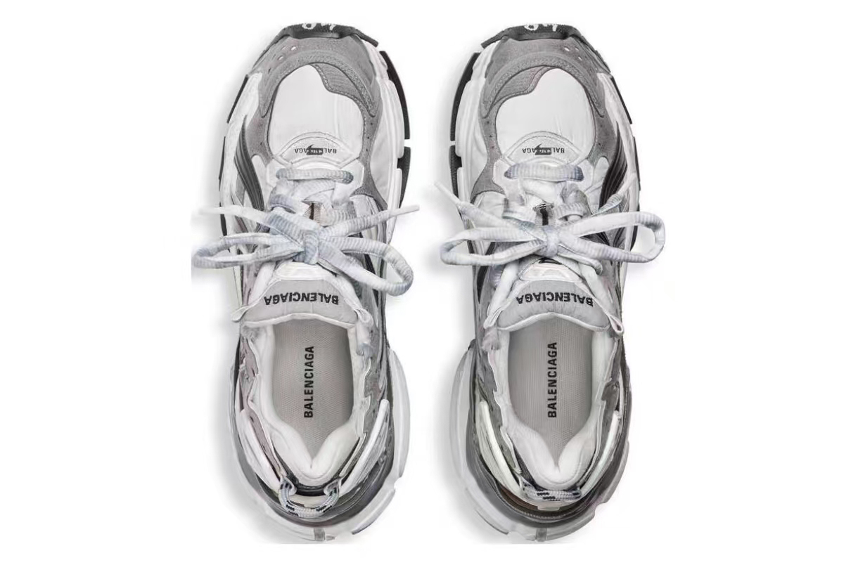 Bal**ciaga Runner Grey White Black  772774W3RNY9012