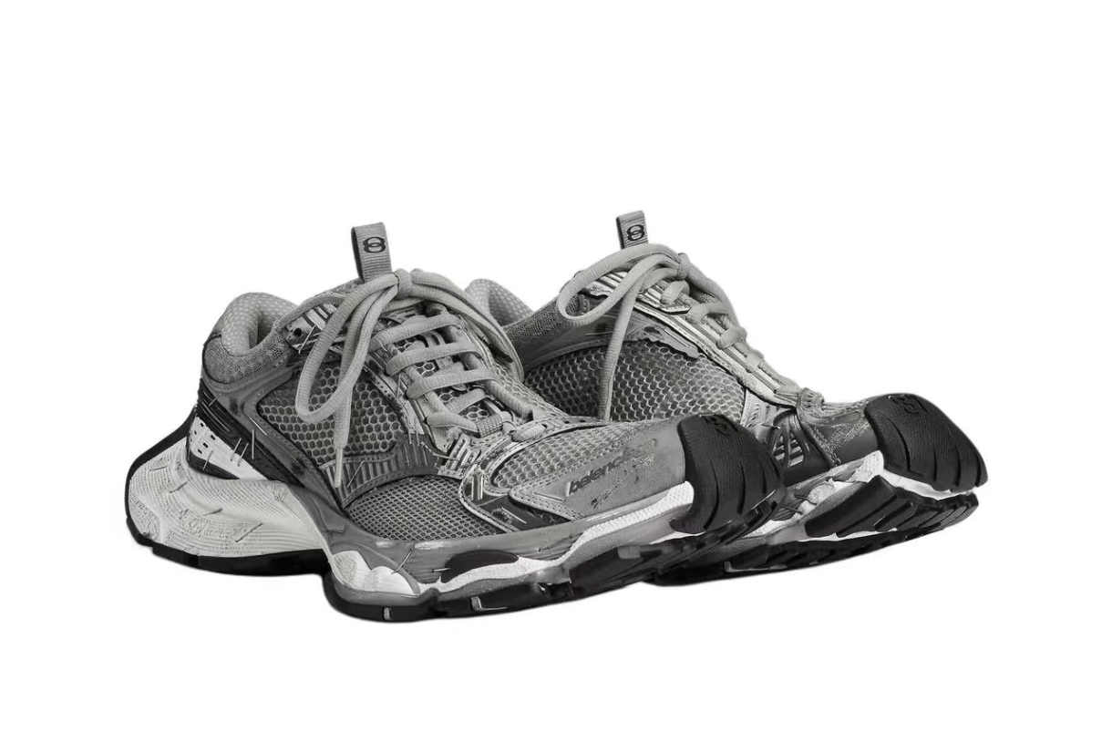 Bal**ciaga Runner Stapler Shoes Round Toe Thick Sole Grey 803682W 3ST41100
