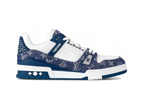 LO**S VU**TON LV Trainer Monogram Denim White Blue 1A9JGZ / 1A9JGU