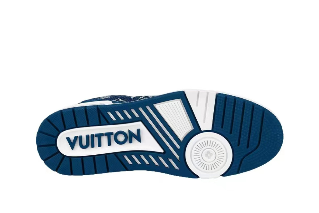 LO**S VU**TON LV Trainer Monogram Denim White Blue 1A9JGZ / 1A9JGU