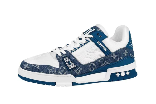 LO**S VU**TON LV Trainer Monogram Denim White Blue 1A9JGZ / 1A9JGU