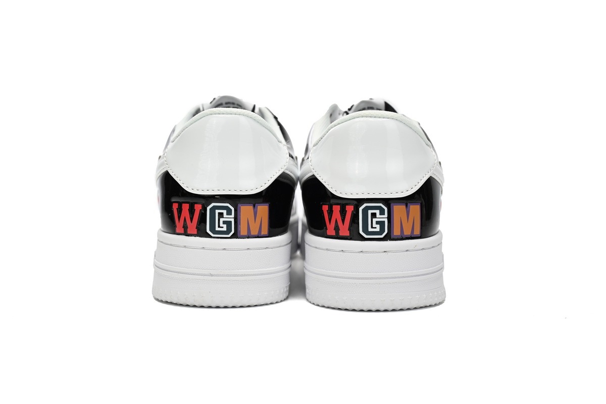 A Bathing Ape Bape Sta Low Black and White Shark 1H30-191-009