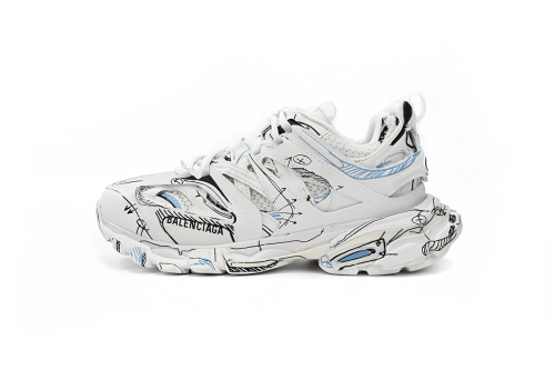Bal**ciaga Track Sneaker 'White Blue' 542436W3SRA9014