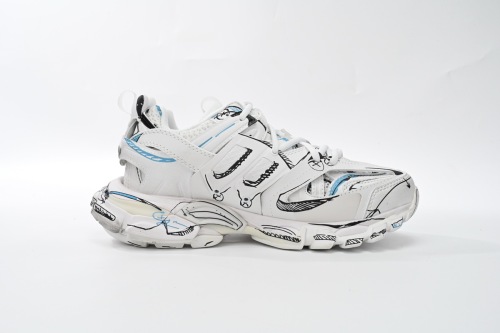 Bal**ciaga Track Sneaker 'White Blue' 542436W3SRA9014