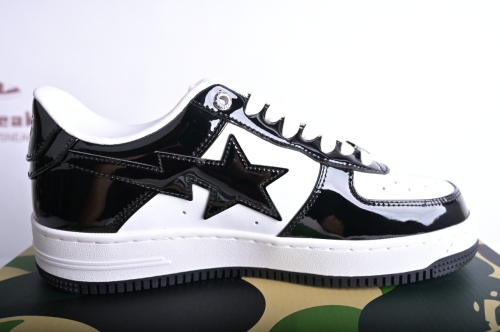 A Bathing Ape Bape Sta Patent Leather Black White 1I70-291-001/1I70-191-002
