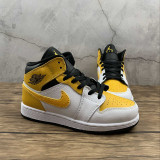 AIR JORDAN 1 MID GS WHITE/BLACK/UNIVERSITY GOLD 554725-170