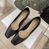 Fashion Casual Daily Elegant Solid Color Square Comfortable Shoes (High Heels 3.54 Inch)