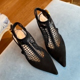 Fashion Street Elegant See-through Solid Color Pointed Comfortable Shoes (High Heels 3.15 Inch)