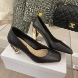 Fashion Casual Daily Elegant Solid Color Square Comfortable Shoes (High Heels 3.54 Inch)