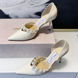 Fashion Casual Sweet Pearl Solid Color Pointed Comfortable Shoes (High Heels 2.56 Inch)