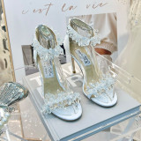 Fashion Celebrities Elegant Crystal Solid Color Opend Comfortable Shoes (High Heels 3.94 Inch)