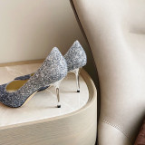 Fashion Elegant Sequined Pointed Comfortable Shoes (High Heels 3.35 Inch)