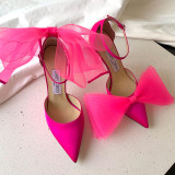 Fashion Casual Sweet Solid Color With Bow Pointed Comfortable Shoes (High Heels 3.94 Inch)