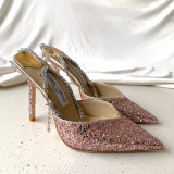 Fashion Casual Sweet Chains Sequined Pointed Comfortable Shoes (High Heels 3.94 Inch)