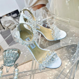 Fashion Celebrities Elegant Crystal Solid Color Opend Comfortable Shoes (High Heels 3.94 Inch)