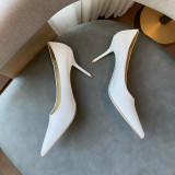 Fashion Casual Simplicity Solid Color Pointed Comfortable Shoes (High Heels 3.35 Inch)