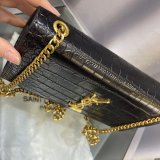 UPTOWN CROC-EMBOSSED POLISHED LEATHER CHAIN WALLET