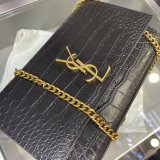 UPTOWN CROC-EMBOSSED POLISHED LEATHER CHAIN WALLET