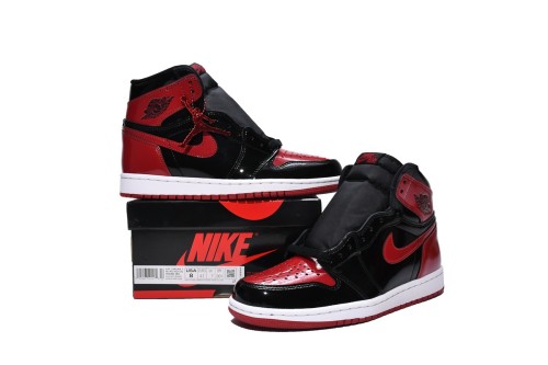 Air Jordan 1 High “Banned”  Patent Leather isForbidden to Wear.  555088-063