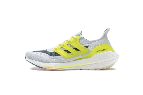 adidas Ultra Boost 2021 White Grey Yellow 7.0 FY1214