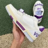 21 new LV TRAINER men's high-top sneakers White purple 1A5QCH