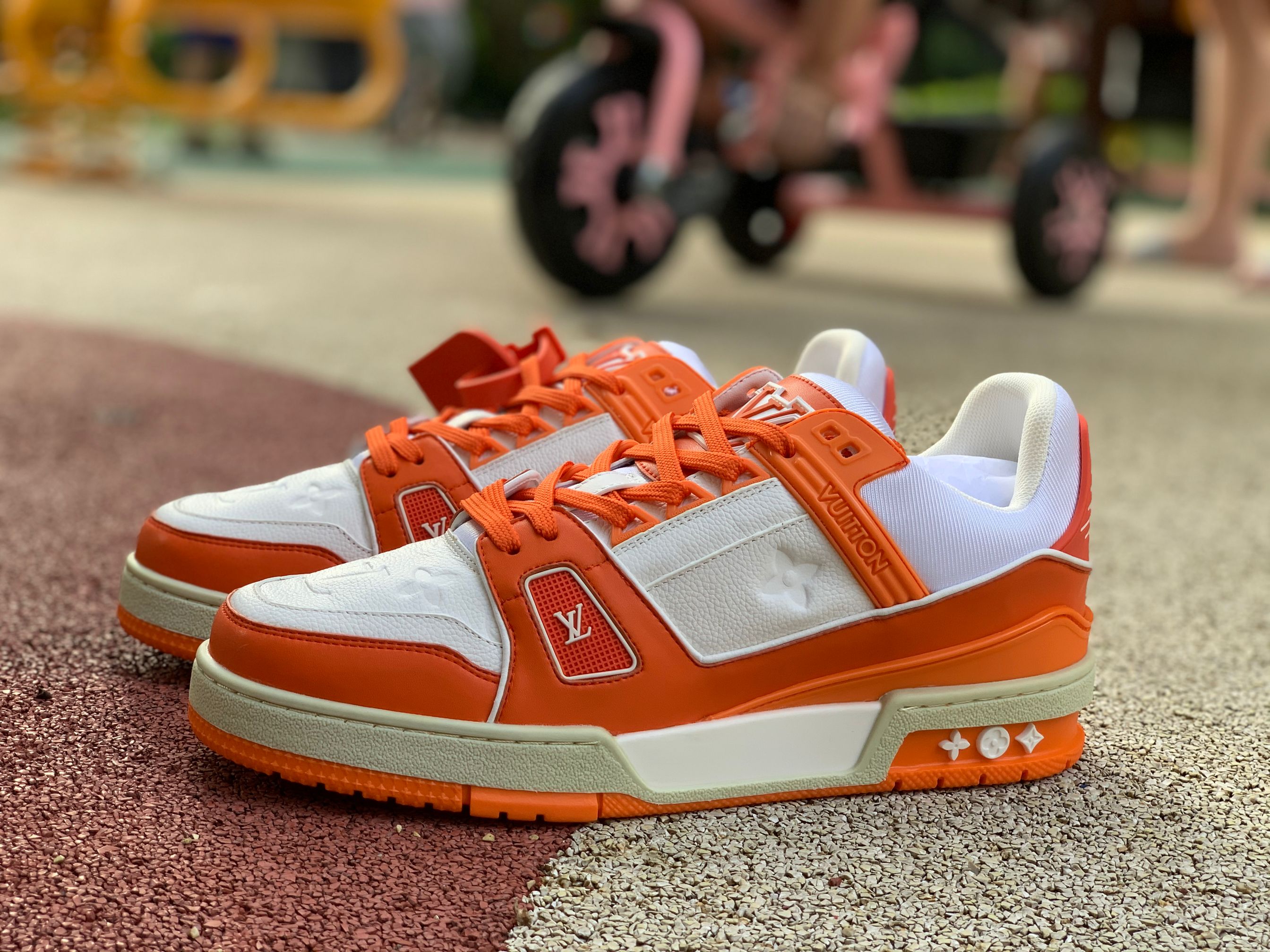 US$ 76.88 - 19SS Louis Vuitton LV TRAINER white orange 1A54HS - www ...