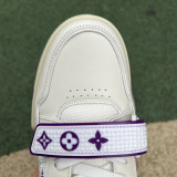 21 new LV TRAINER men's high-top sneakers White purple 1A5QCH