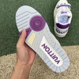21 new LV TRAINER men's high-top sneakers White purple 1A5QCH