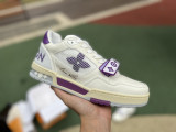 21 new LV TRAINER men's high-top sneakers White purple 1A5QCH