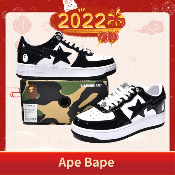 A Bathing Ape Bape Sta Low Black White 1H70-191-001
