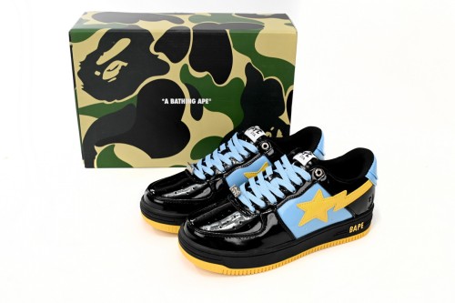 A Bathing Ape Bape Sta Low Black, Blue, And Yellow 1H20 191 046