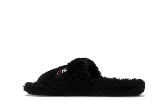 Ba*ga Furry Slide Black White (Women's)  654261W2DO11096
