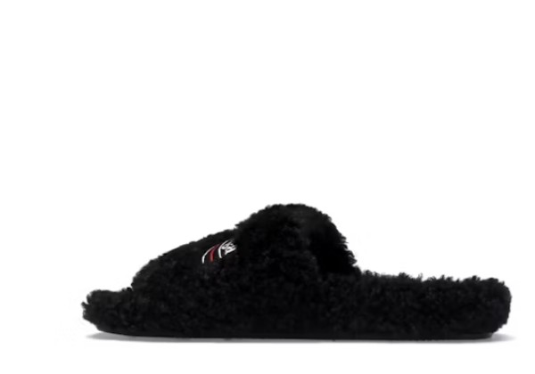 Ba*ga Furry Slide Black White (Women's)  654261W2DO11096
