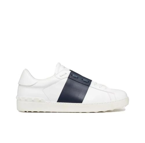 Valentino Open first layer cowhide low-top striped fashion sneakers men's white blue UY2S0830BLUM15