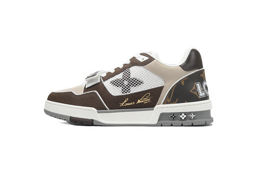 LO**S VU**TON LV Trainer Brown Beige White 1AC51J