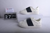 Valentino Open first layer cowhide low-top striped fashion sneakers men's white blue UY2S0830BLUM15