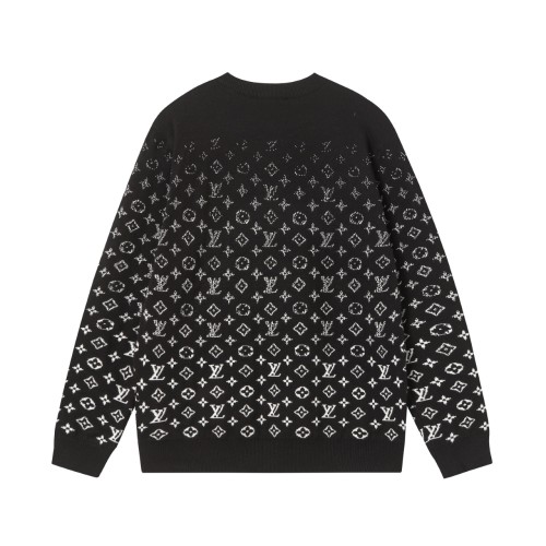 L*IS V*N Men's black round neck long sleeve sweater with gradient pattern 1A8FM3
