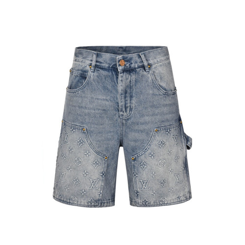 L*IS V*N FW23 Embossed Zipper Mid-Rise Cargo Shorts Men's Blue 1ABJ7G